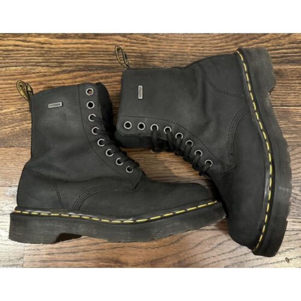 Dr. Martens 1460 W WP Boots Women 5 Black Leather Waterproof 8-Eye Combat